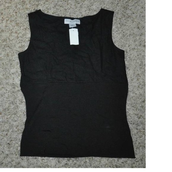 Womens Blouse Tank Top Set Black Blue Floral Small Petite Scoop Neck Sag Harbor - Picture 7 of 9